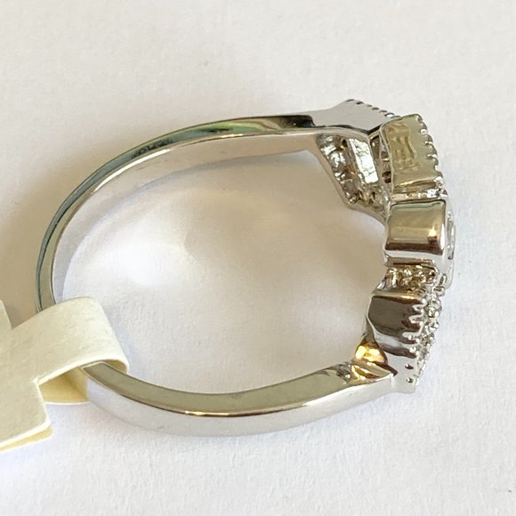 Cubic Zirconia Geometric Anniversary Ring Size 10 Silver Rhodium Plated BezelSet - Picture 9 of 14